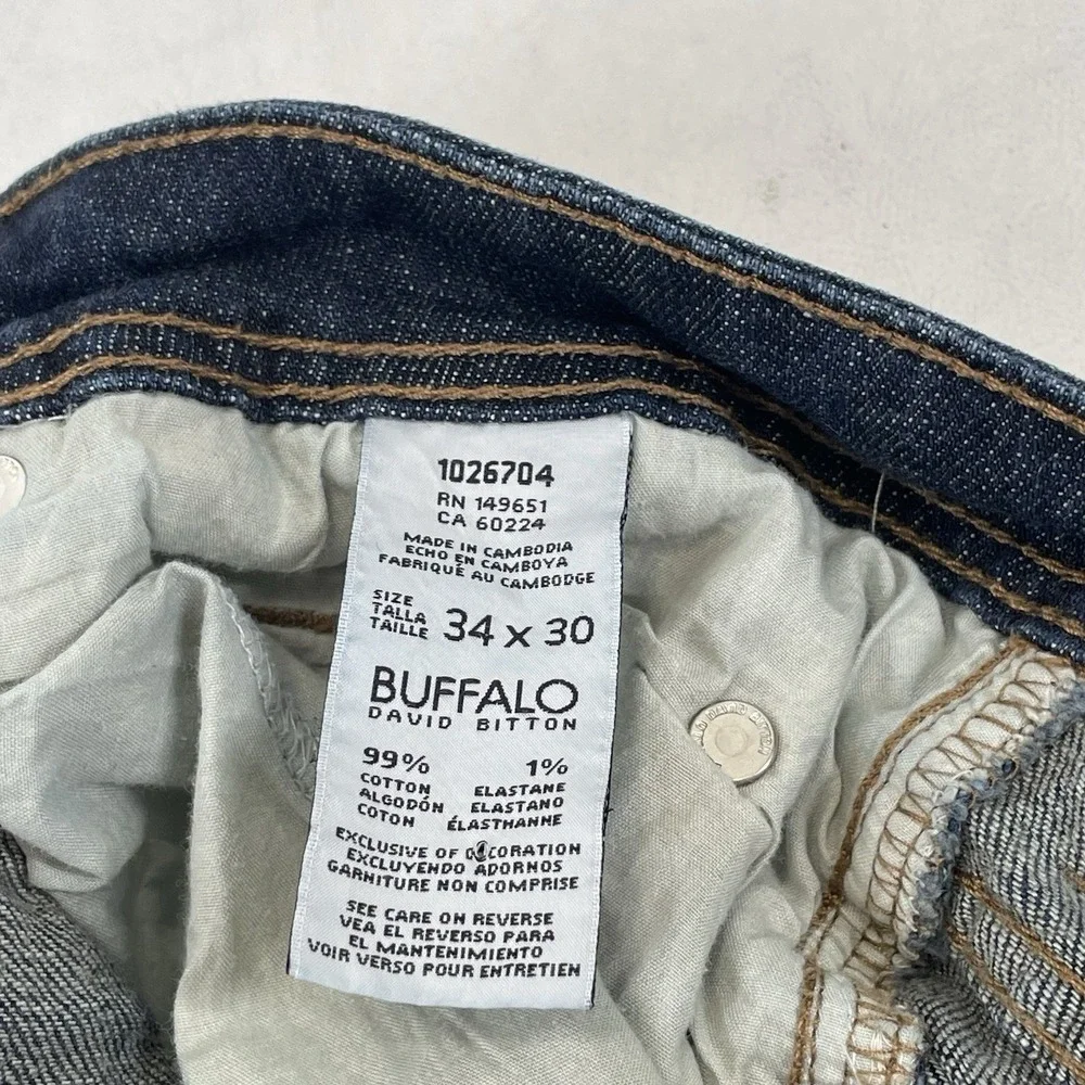 Buffalo Driven X Basic‎ Straight Stretch Jeans Mens Size 34x30 Blue